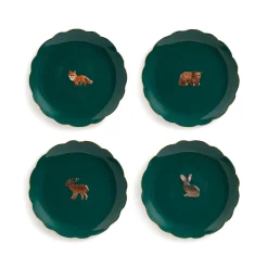 New Set of Four Woodland Animal Side Plates, 17cm Plates|Crockery & Dinnerware