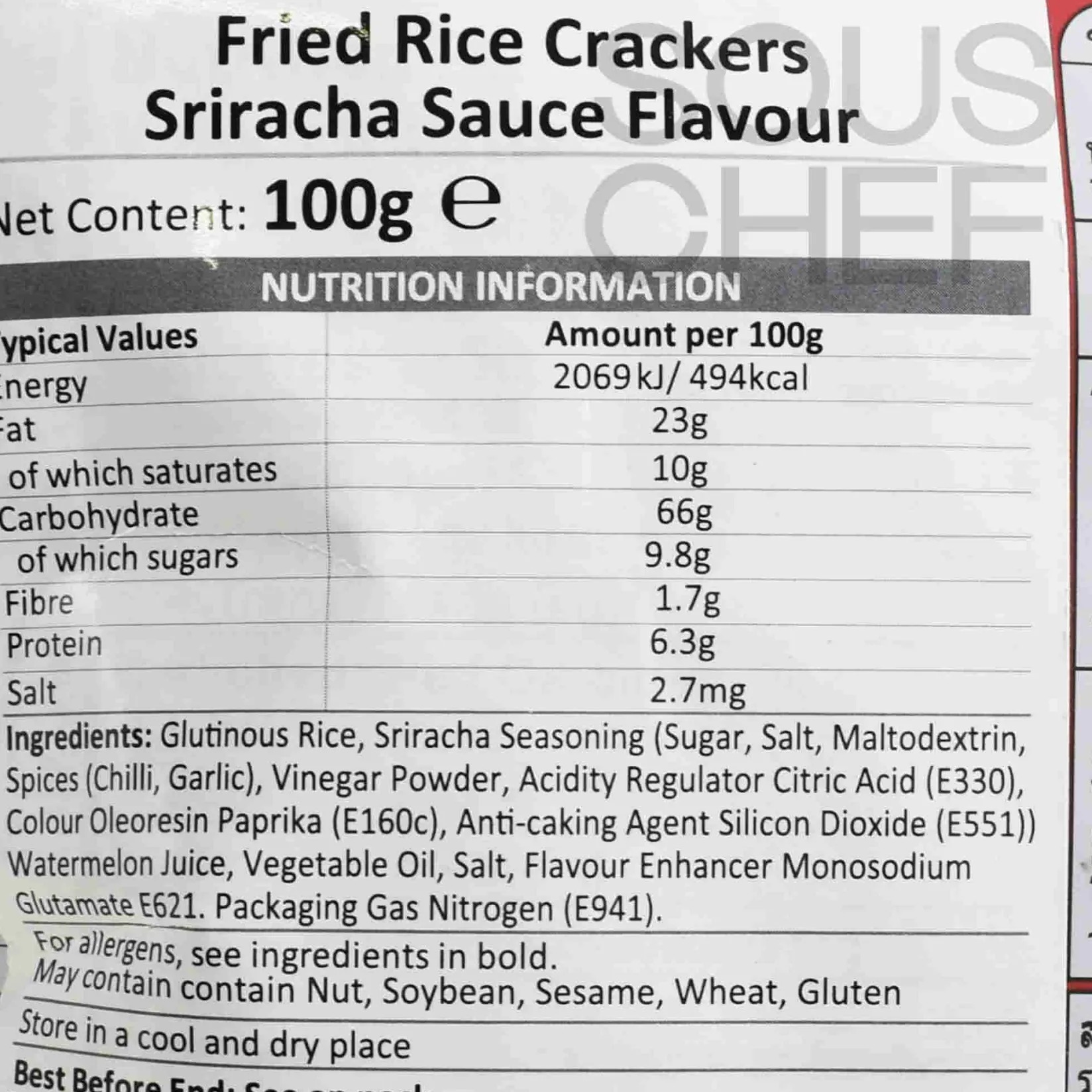 Hot Short Dated Sriracha Rice Crackers, 100g Snacks|Ingredients Brands