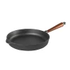 Outlet Cast Iron Deep Frying Pan with Beech Wood Handle, 28cm Pots & Pans