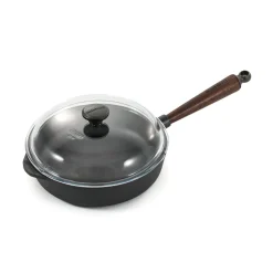 Clearance Traditional Cast Iron Deep Saute Pan with Lid, 25cm Pots & Pans