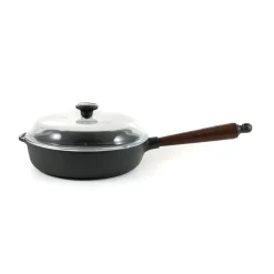 Clearance Traditional Cast Iron Deep Saute Pan with Lid, 25cm Pots & Pans