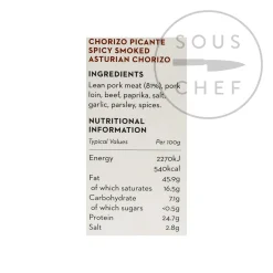 Best Smoked Asturian Cooking Chorizo Picante, 250g Spanish Ingredients|Charcuterie