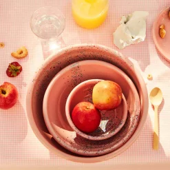 New Splatter Fest Enamel Bowl, Pink Middle Eastern Ingredients|Picnicware