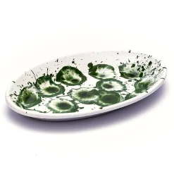 Outlet Splatter Madness Enamel Oval Serving Plate, Green, 31cm Tableware Brands|Middle Eastern Ingredients