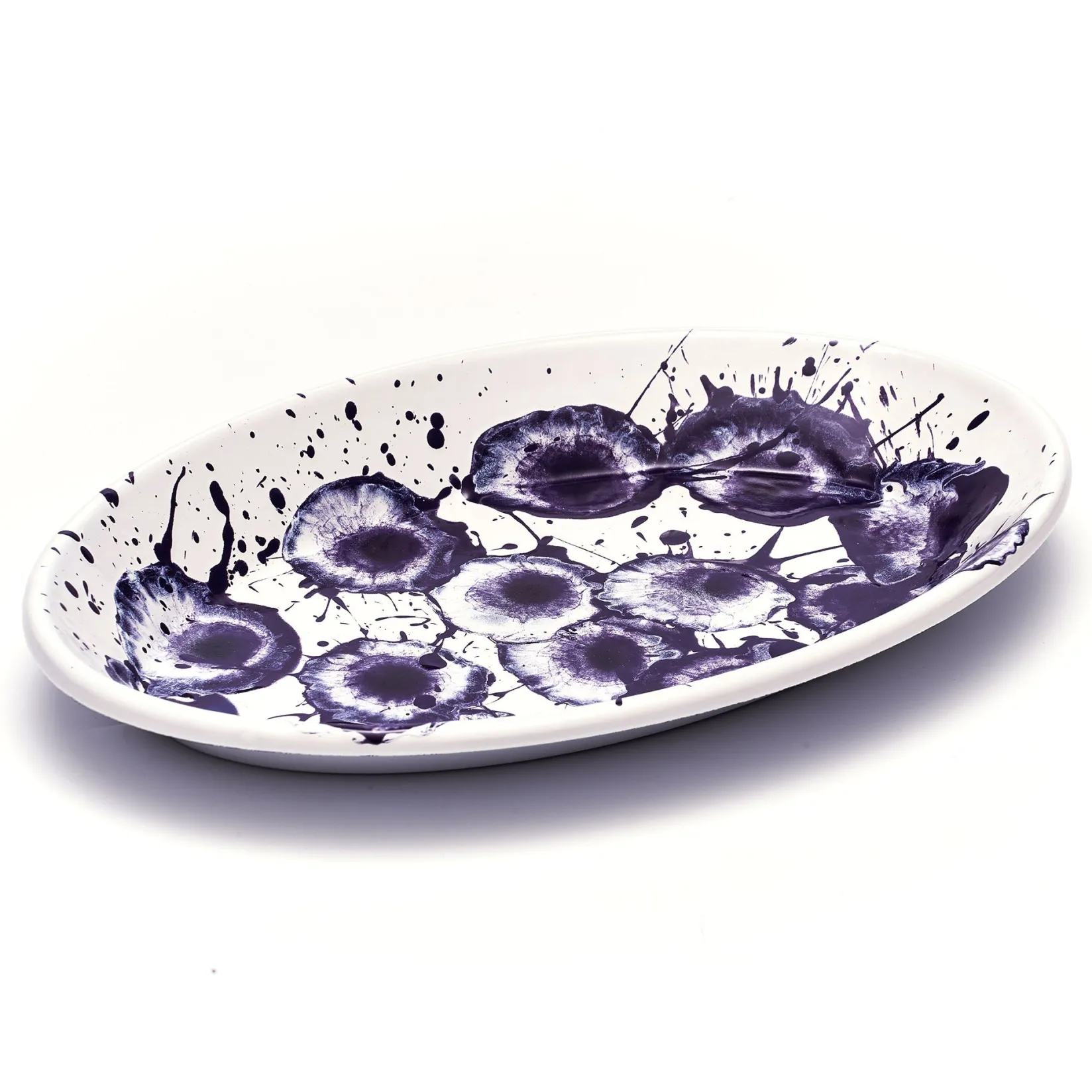 Online Splatter Madness Enamel Oval Serving Plate, Purple, 31cm Middle Eastern Ingredients|Table Setting