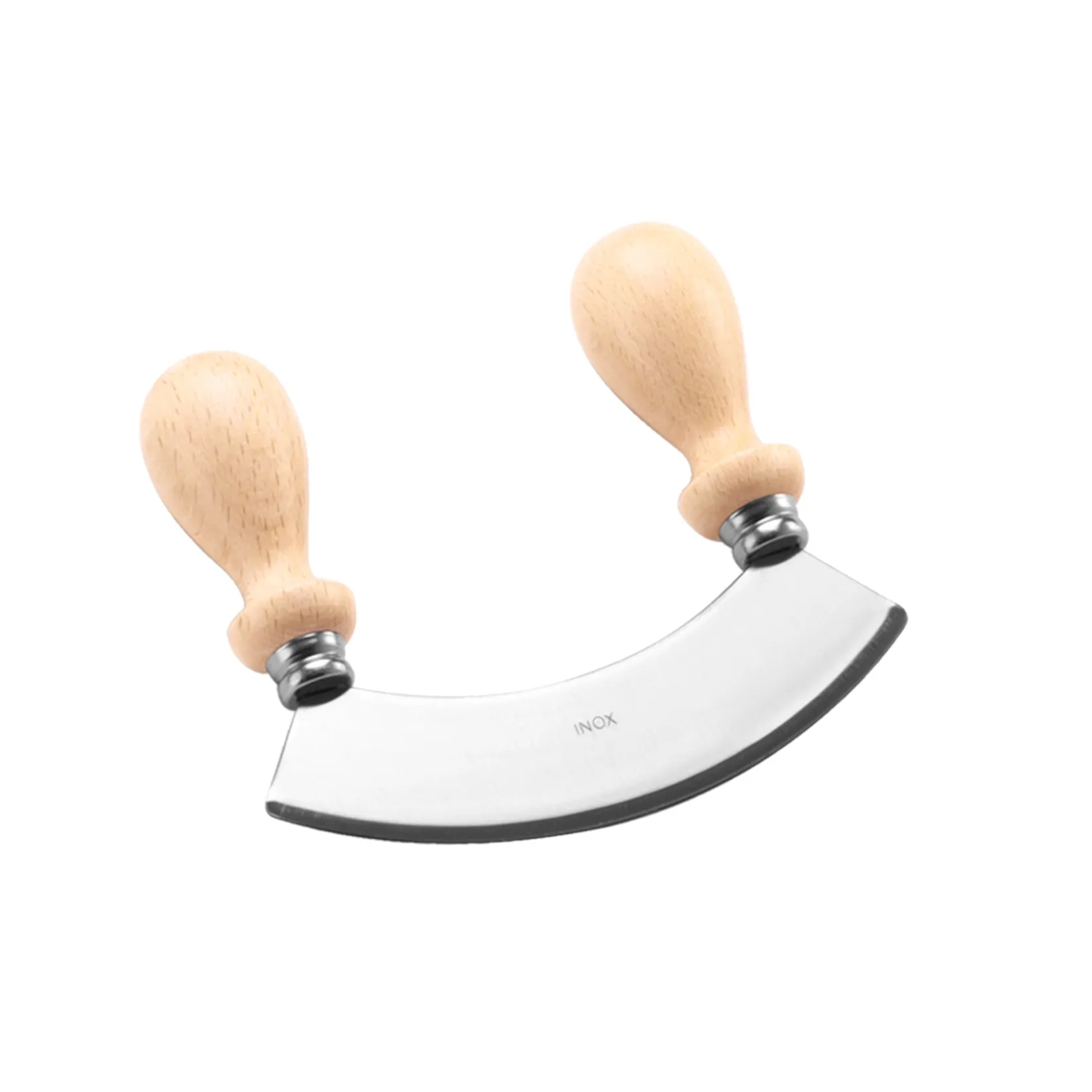 Online Stainless Steel 6-Inch Mezzaluna Chopper/Mincer with Wooden Handle Kitchen Knives