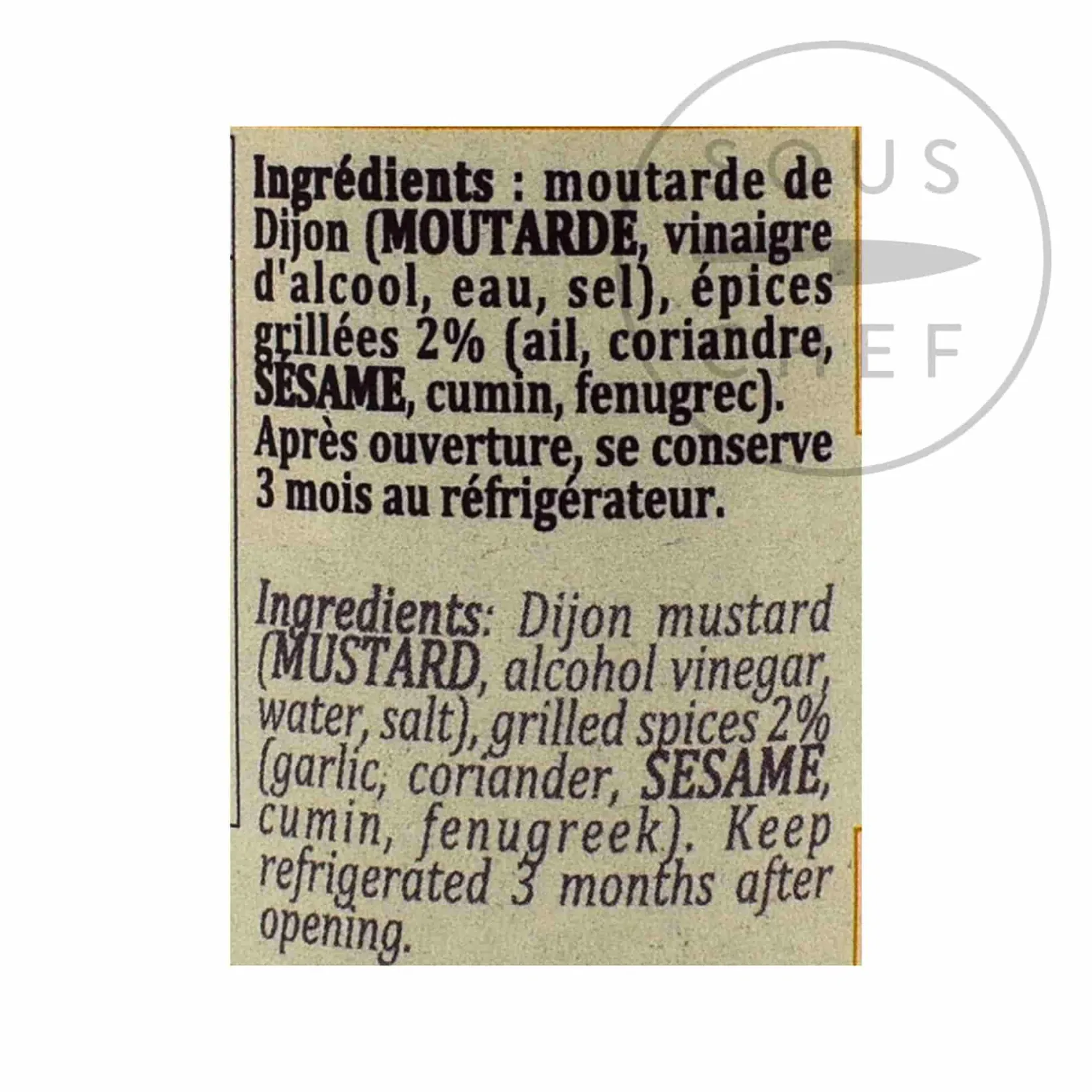 Best Mustard With Roasted Spices, 100g Ingredients Brands|French Ingredients