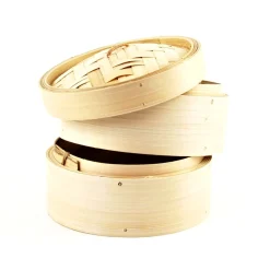 Outlet 2-Tier Bamboo Steamer With Lid 8" dia Korean Ingredients|Chinese Ingredients