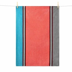 Best Blue & Coral French Jacquard Tea Towel Kitchen Textiles & Clothing
