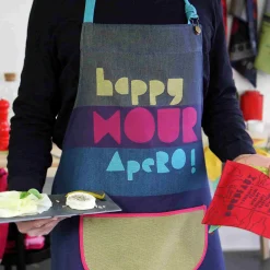 Clearance Happy Hour French Cotton Apron Kitchen Textiles & Clothing