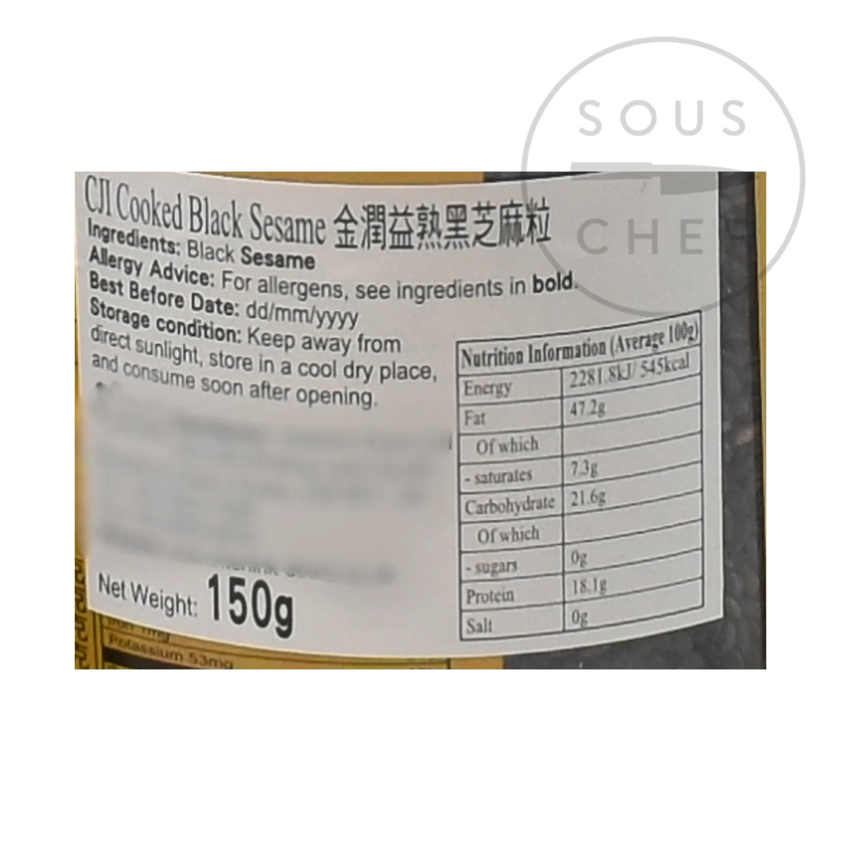 Sale Toasted Black Sesame Seeds, 150g Korean Ingredients|Japanese Ingredients