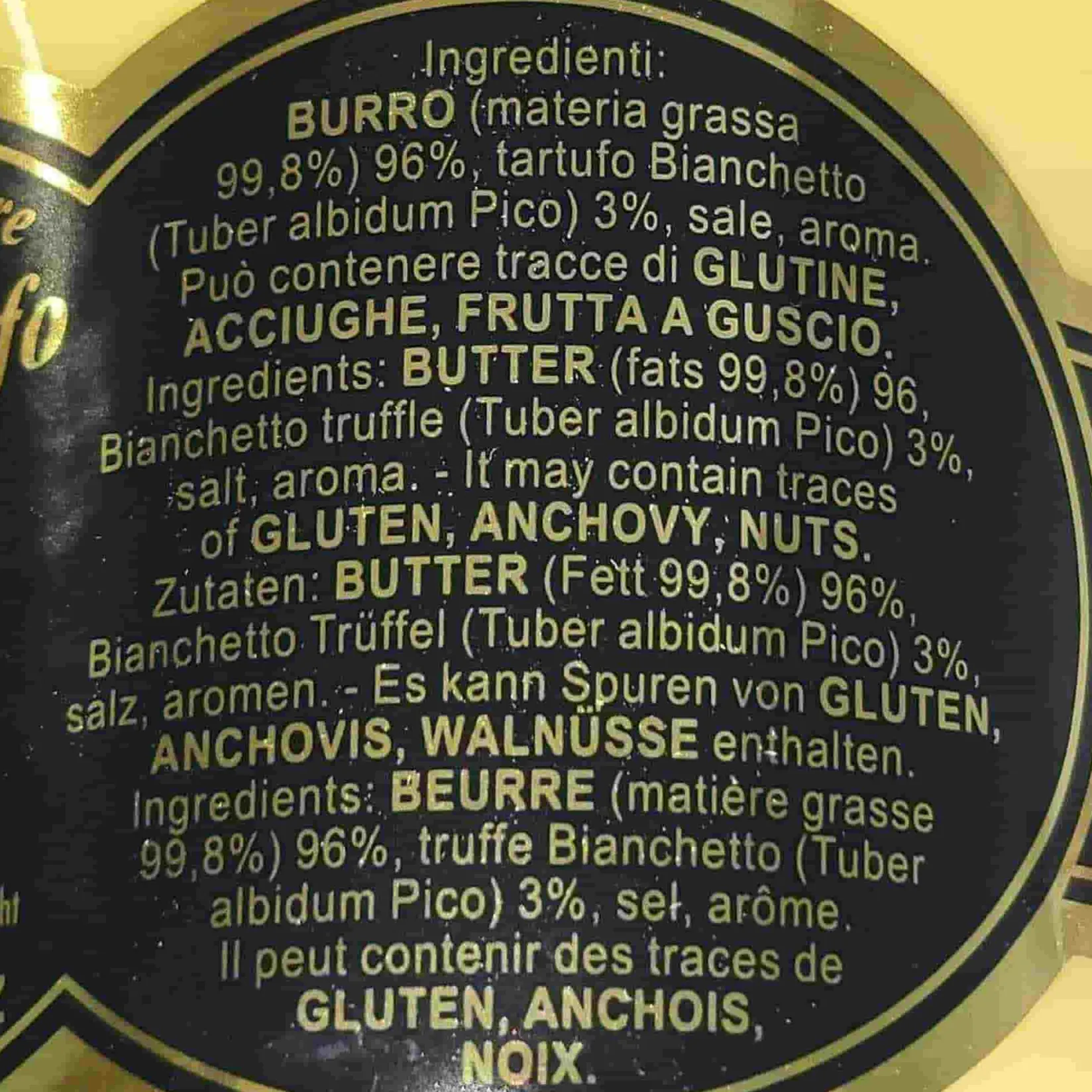 Truffle Butter Ingredients Brands|Italian Ingredients