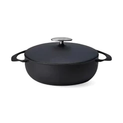 Hot Black Japanese Lightweight Cast Iron Shallow Casserole, 24cm Japanese Ingredients|Pots & Pans