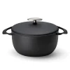 Black Japanese Lightweight Cast Iron Dutch Oven, 22cm Japanese Ingredients|Pots & Pans