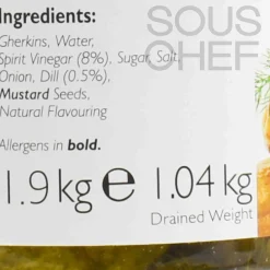 Whole Gherkins with Dill in Sweet Vinegar, 1.9kg Ingredients Brands|Vegetables