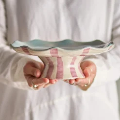 Online Willa Lilac Stripe Cake Tray, 28cm Tableware Brands