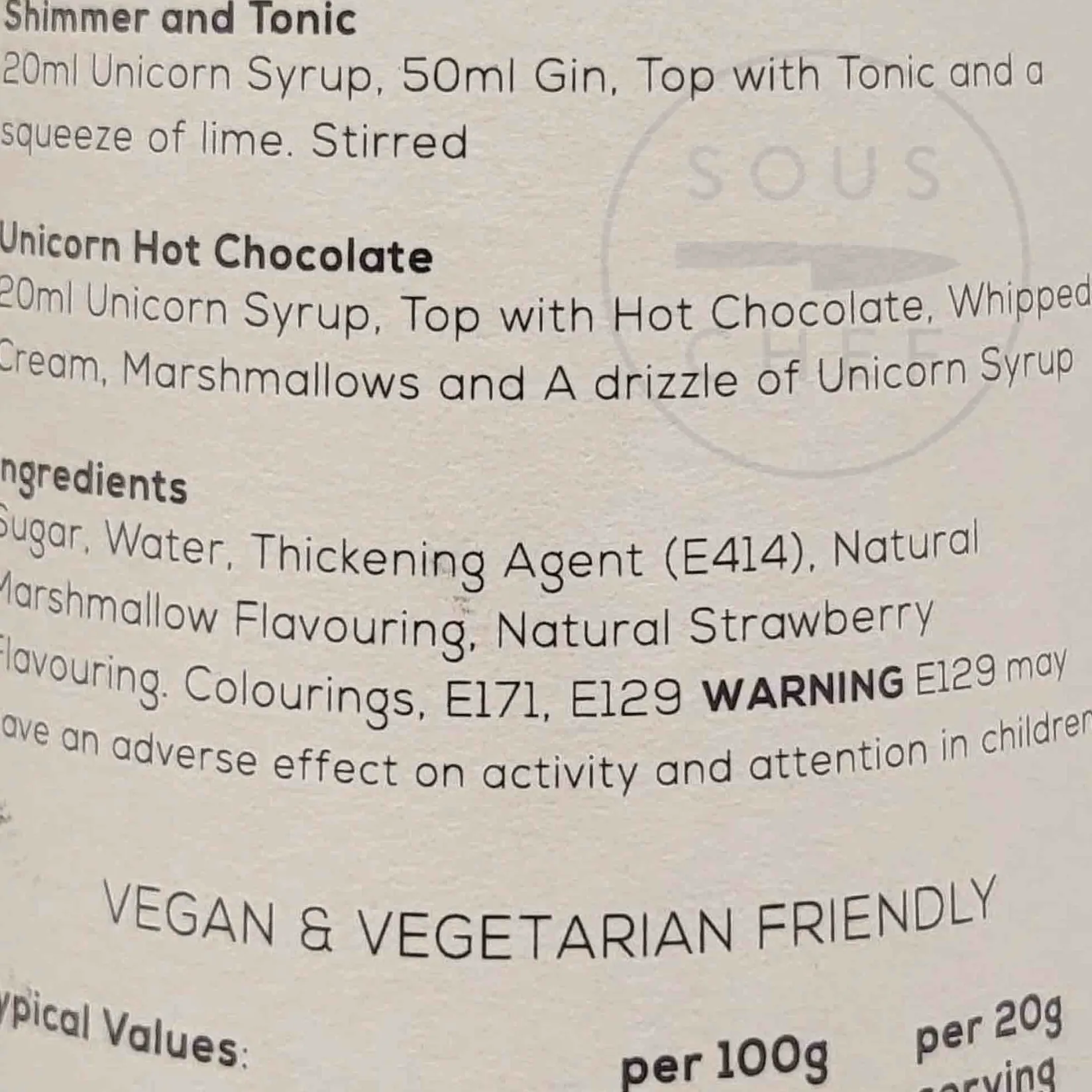 Hot Fantasy Range Unicorn Syrup, 750ml Ingredients Brands|Made In The Uk