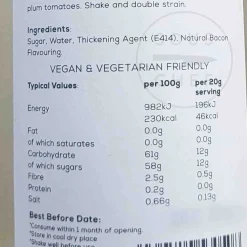 Hot Premium Bacon Syrup, 750ml Ingredients Brands|Made In The Uk