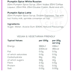 Discount Premium Pumpkin Spice Syrup, 750ml Ingredients Brands|Made In The Uk