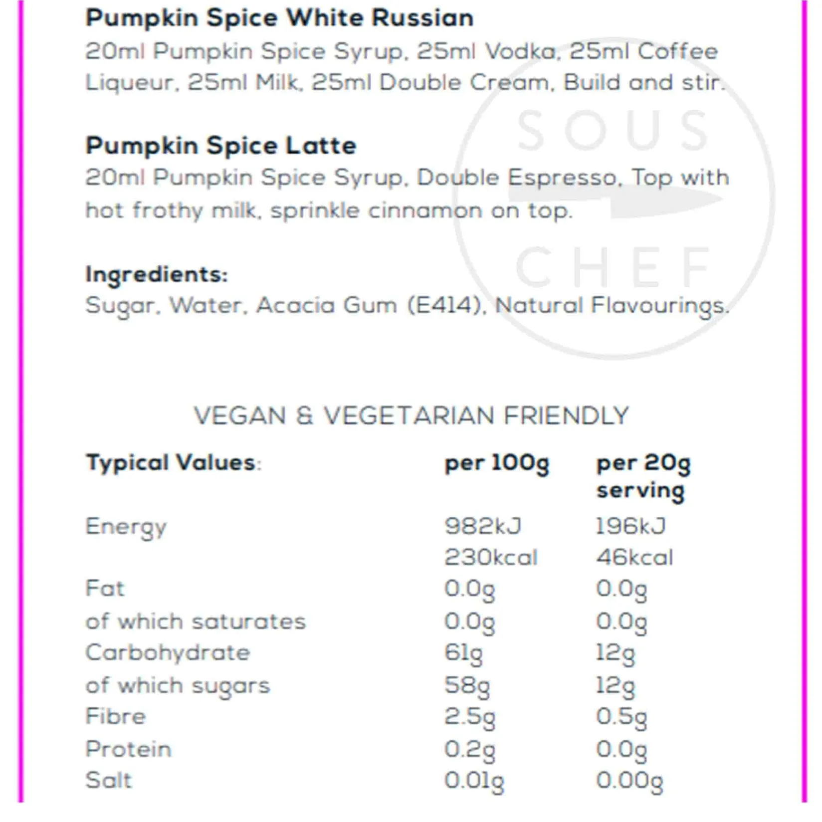 Discount Premium Pumpkin Spice Syrup, 750ml Ingredients Brands|Made In The Uk