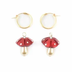 Clearance Red Mushroom Hoop Earrings Tableware Brands