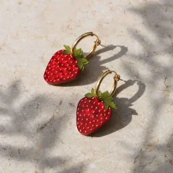 Strawberry Hoop Earrings Tableware Brands
