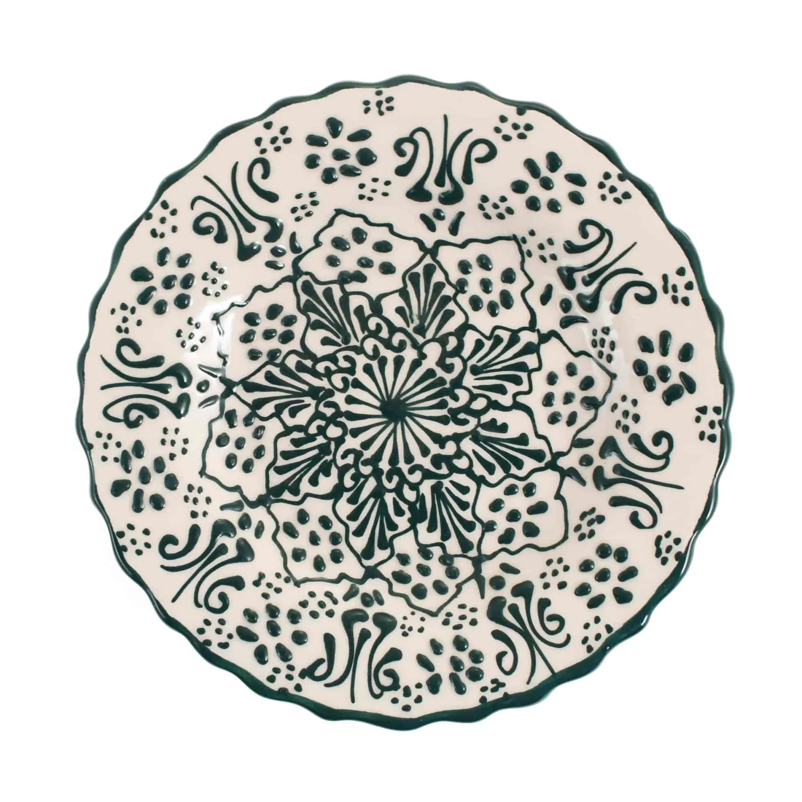 New Yesil Ve Beyaz Boyali Wavy Side Plate, 19cm Tableware Brands|Plates